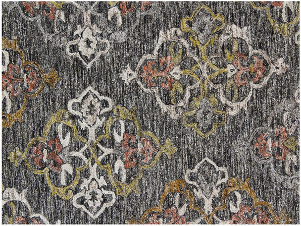 5' X 8' Charcoal Abstract Geometric Hand Tufted Non Skid Area Rug