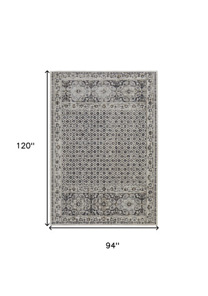 8' X 10' Gray And Ivory Abstract Distressed Area Rug