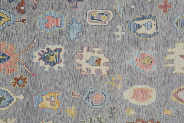 8' X 10' Gray Blue and Red Wool Oriental Hand Knotted Area Rug With Fringe