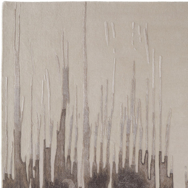 10' X 14' Ivory Taupe and Brown Abstract Hand Tufted Area Rug