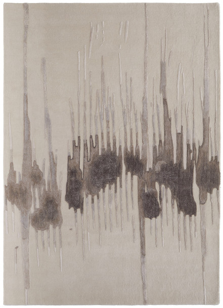 12' X 15' Ivory Taupe and Brown Abstract Hand Tufted Area Rug