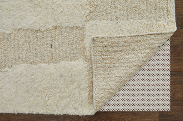 9' X 13' Ivory Wool Geometric Hand Woven Area Rug