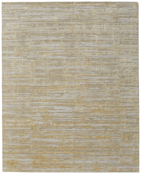 8' X 10' Yellow and Ivory Abstract Hand Woven Area Rug