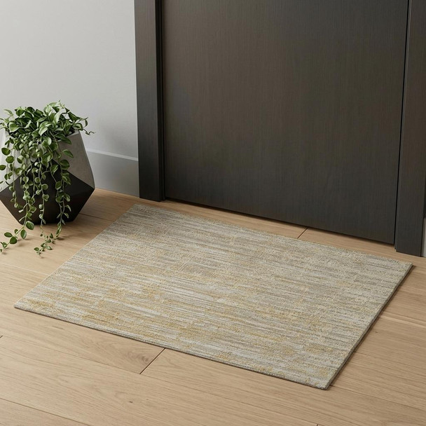 2' X 3' Yellow and Ivory Abstract Hand Woven Area Rug