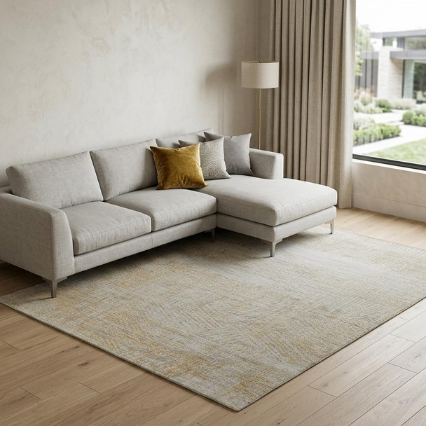 9' X 12' Yellow and Ivory Abstract Hand Woven Area Rug