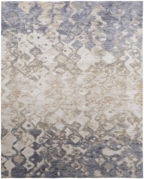 3' X 5' Ivory Tan And Blue Abstract Area Rug