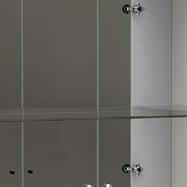50" White and Silver Wood Curio Cabinet With Two Doors And One Drawer