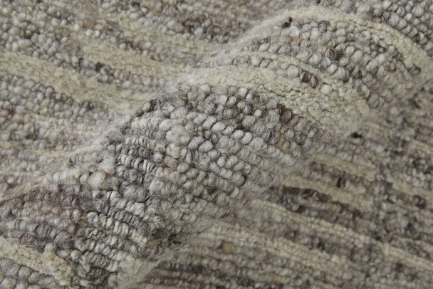 12' X 15' Taupe and Gray Abstract Hand Woven Worn Faded Area Rug