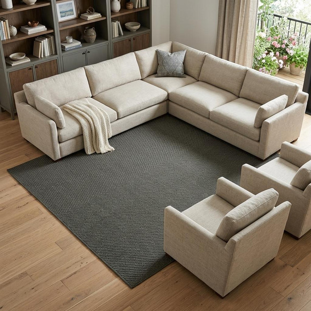 9' X 12' Green Hand Woven Area Rug