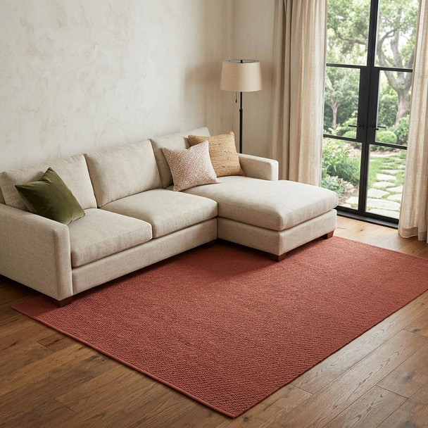 10' X 14' Red Hand Woven Area Rug