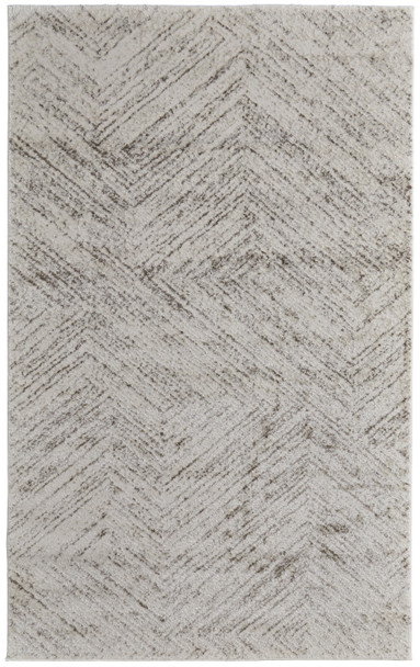 10' X 14' Ivory and Brown Geometric Power Loom Area Rug