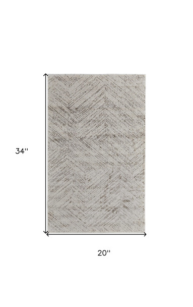 2' X 3' Ivory and Brown Geometric Power Loom Area Rug
