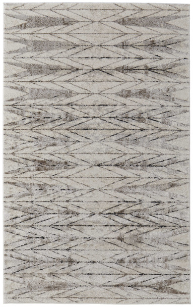 4' X 6' Ivory and Brown Geometric Power Loom Area Rug