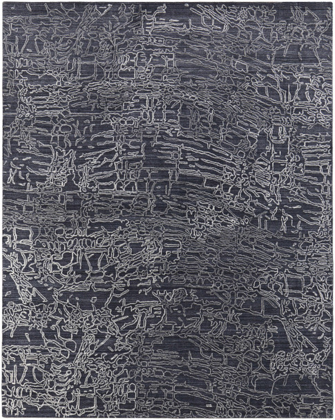 4' X 6' Black Gray and Ivory Abstract Hand Woven Area Rug
