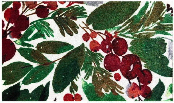 2' X 4' Green And Red Christmas Floral Washable Area Rug With UV Protection