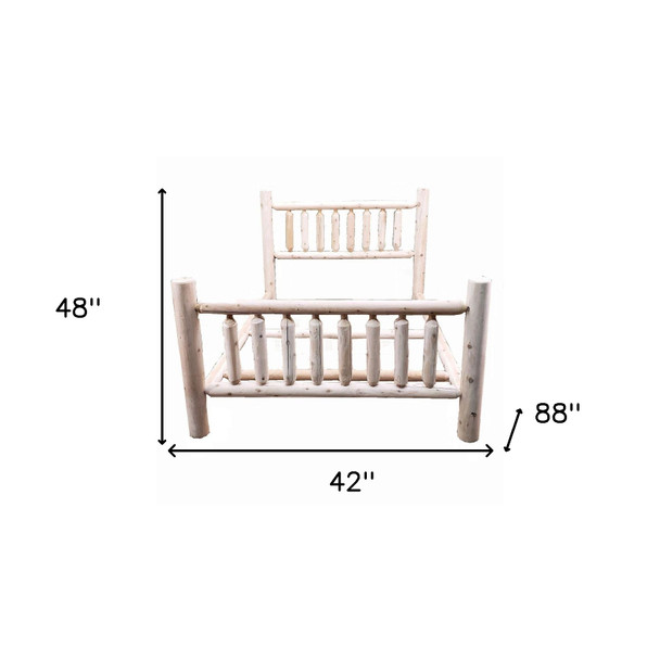Natural Clear Finish Low Post Cedar Log Twin Bed