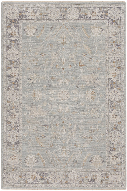 4' X 6' Blue Floral Power Loom Distressed Area Rug