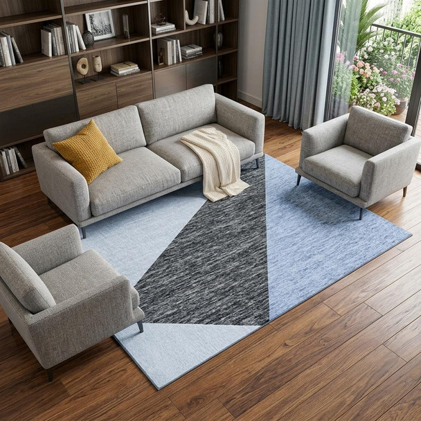 8' X 11' Blue and Gray Geometric Area Rug