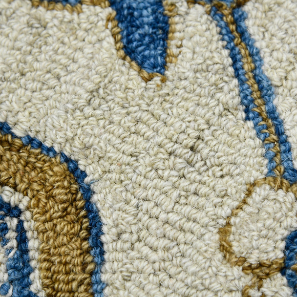 8' X 10' Blue Beige And Brown Wool Oriental Hand Hooked Area Rug