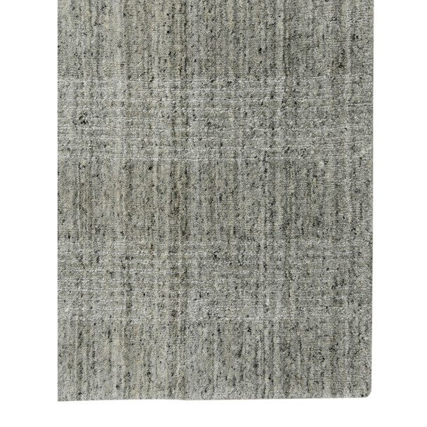 9' X 12' Gray And Beige Wool Plaid Hand Woven Area Rug