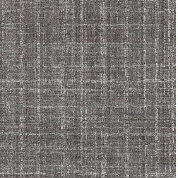 2' X 3' Graphite And Ivory Wool Plaid Hand Tufted Area Rug