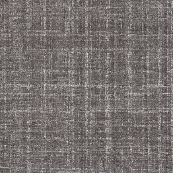 9' X 12' Graphite And Ivory Wool Plaid Hand Tufted Area Rug
