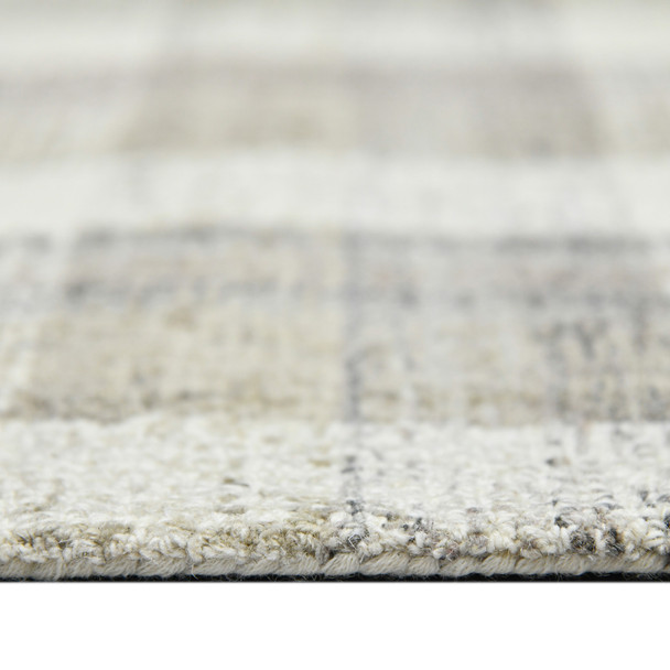 4' X 6' Gray And Ivory Wool Plaid Hand Tufted Area Rug