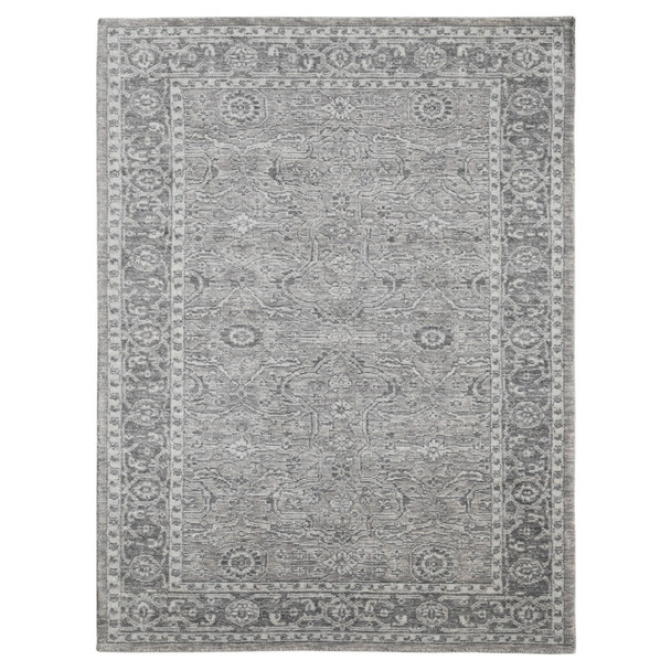 5' X 8' Gray And Dark Gray Wool Medallion Hand Woven Area Rug