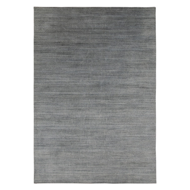 3' X 5' Silver And Blue Wool Striped Hand Woven Area Rug