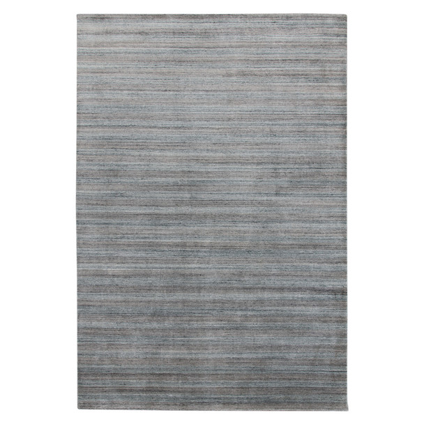 3' X 5' Gray And Blue Wool Striped Hand Woven Area Rug