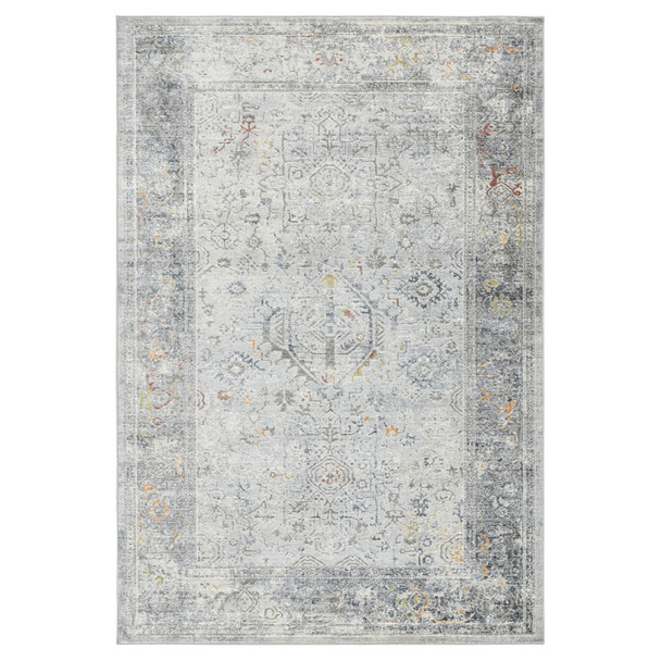 8' X 11' Gray Silver And Rust Medallion Area Rug