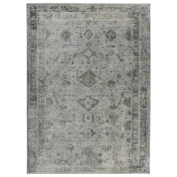 3' X 5' Gray And Charcoal Medallion Area Rug