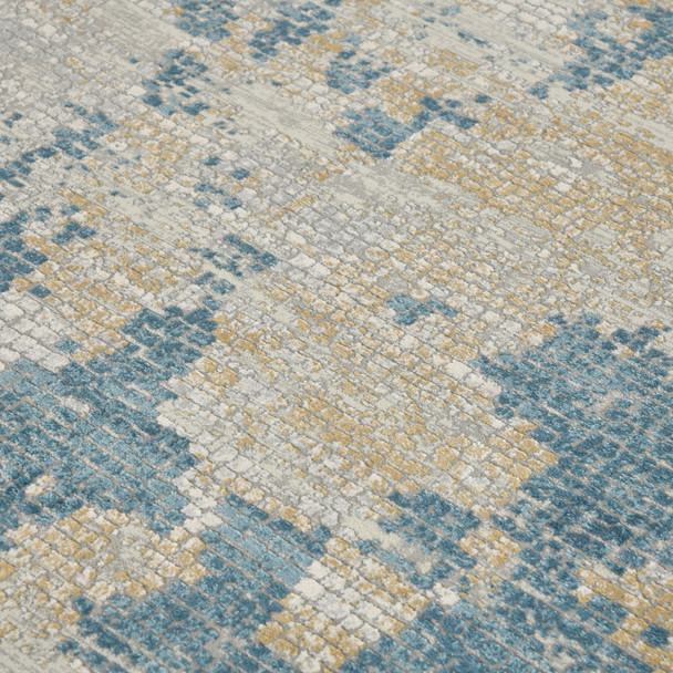 4' X 6' Ivory And Sky Blue Abstract Area Rug