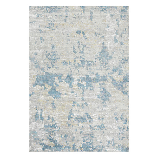 5' X 8' Ivory And Sky Blue Abstract Area Rug