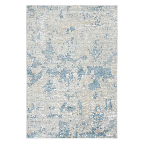 8' X 10' Ivory And Sky Blue Abstract Area Rug
