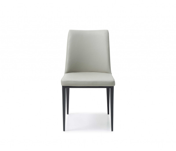 Set of Two Gray and Black Upholstered Faux Leather Dining Side Chairs