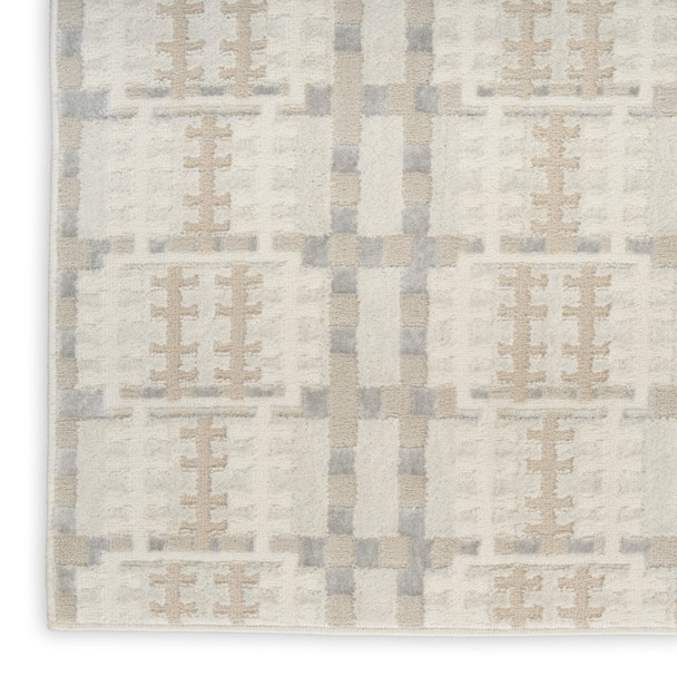 4' X 6' Ivory Tan And Gray Geometric Area Rug