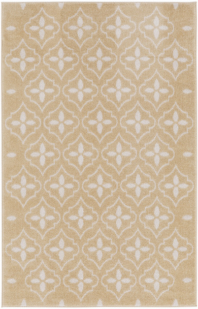 4' X 6' Beige And Ivory Geometric Indoor Outdoor Area Rug