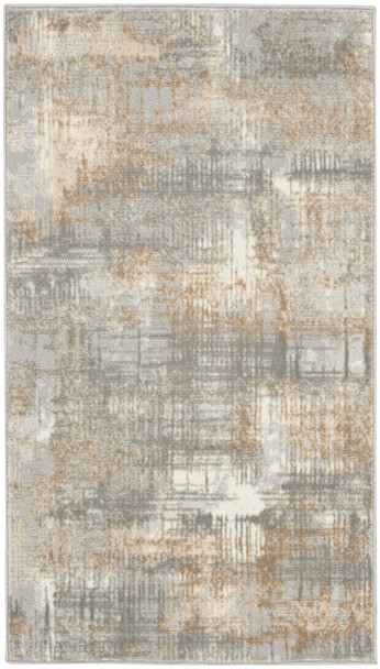 2' X 4' Gray Abstract Power Loom Area Rug