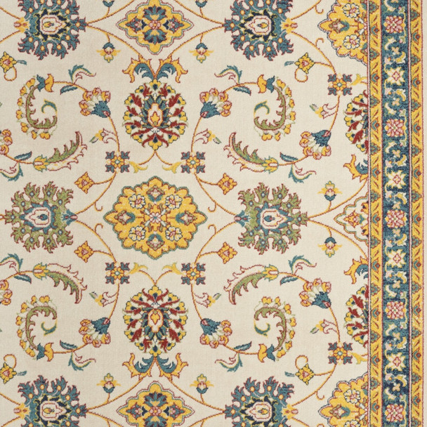 5' X 7' Ivory And Gold Floral Indoor Outdoor Area Rug