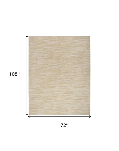 6' X 9' Ivory And Gold Abstract Indoor Outdoor Area Rug