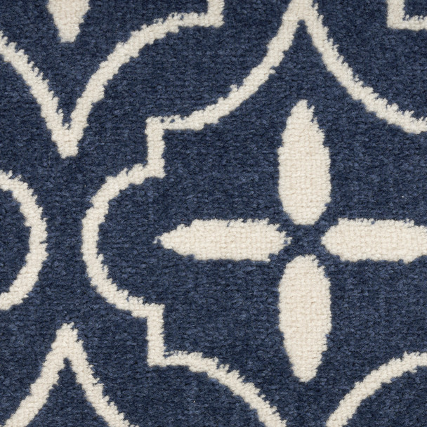 6' X 9' Navy Blue And Ivory Geometric Indoor Outdoor Area Rug