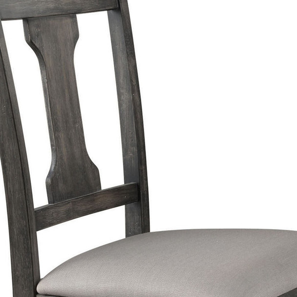 Set of Two Tan and Gray Linen Open Back Dining Side Chairs