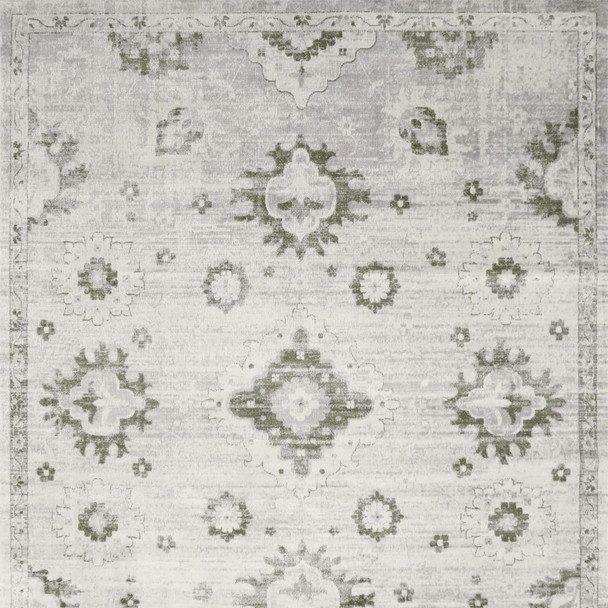 8' X 10' Ivory Floral Distressed Area Rug
