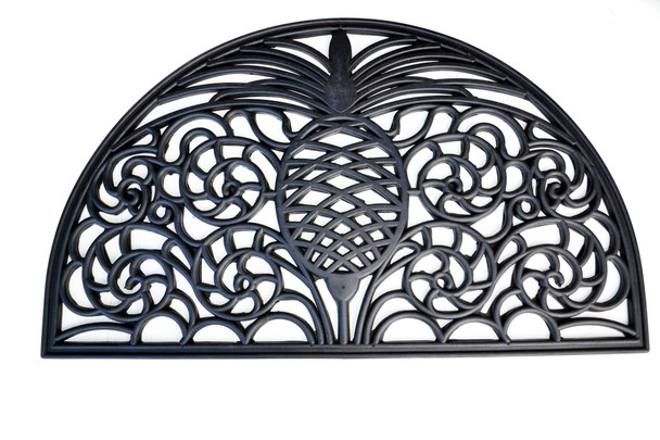 18" X 30" Black Rubber Pineapple Outdoor Semi Circle Door Mat
