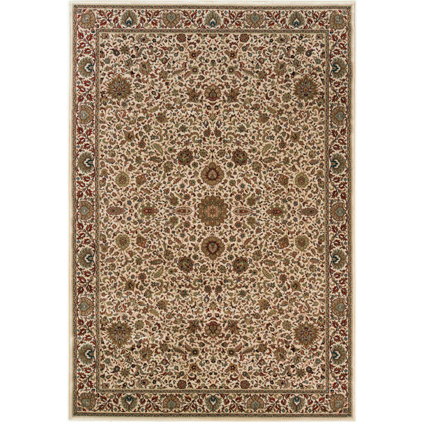 4' X 6' Ivory Green and Red Oriental Area Rug