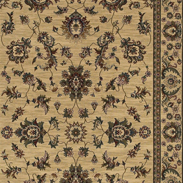 5' X 8' Ivory And Green Oriental Area Rug
