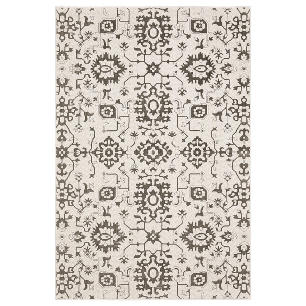 7' X 10' Ivory And Gray Oriental Area Rug