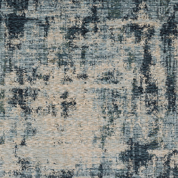 10' X 13' Beige And Blue Abstract Distressed Area Rug With Fringe