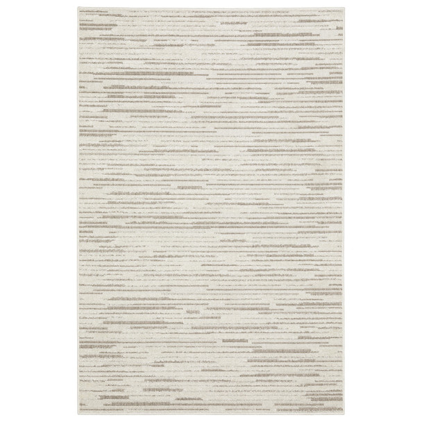 10' X 13' Ivory And Brown Striped Distressed Area Rug